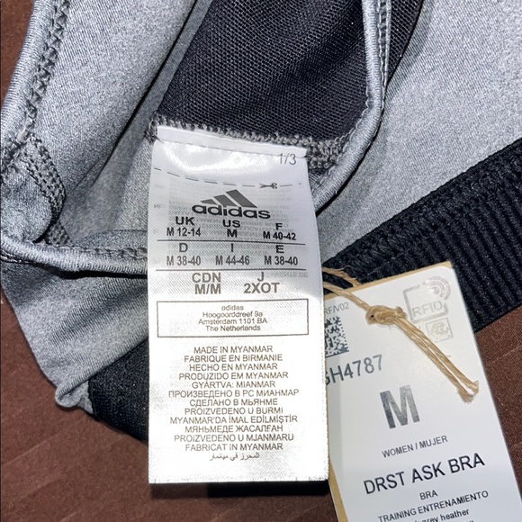 NWT Adidas Gray and Black Sports Bra Compression Fit - Picture 5 of 9